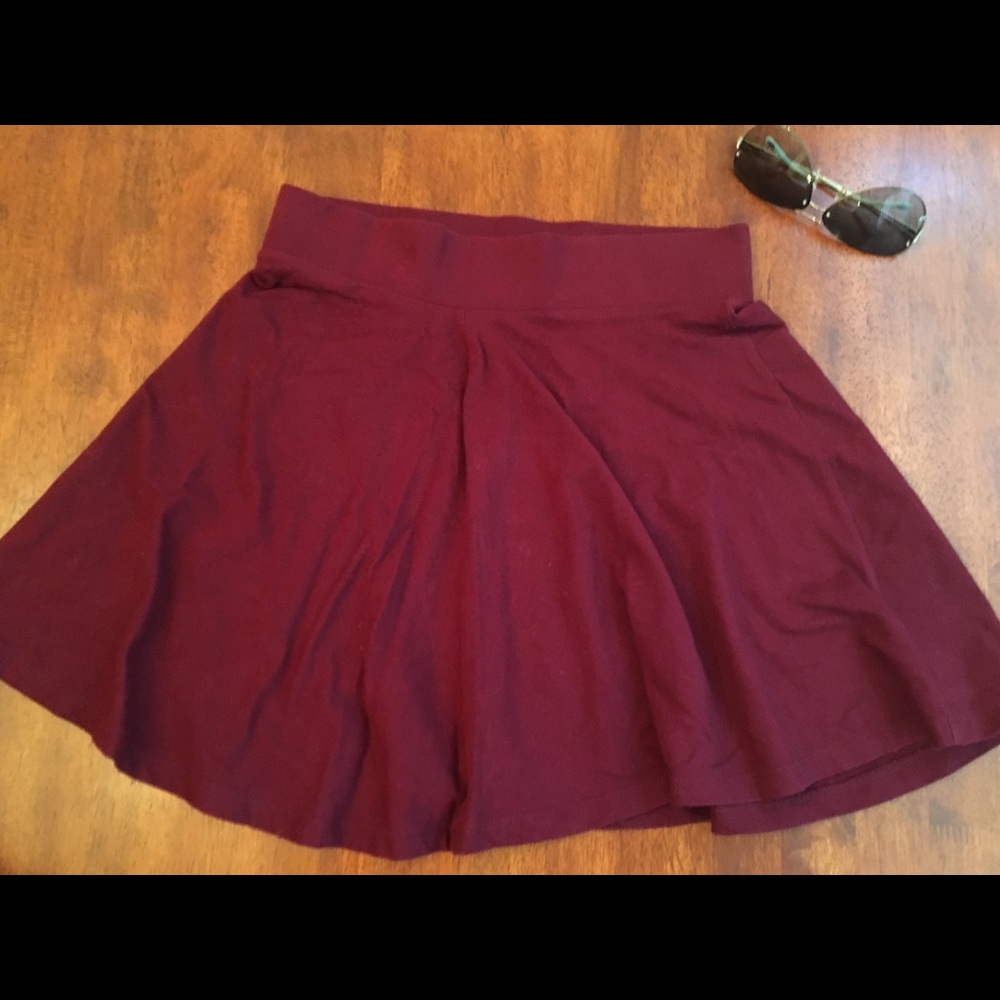 Burgundy Skater Skirt